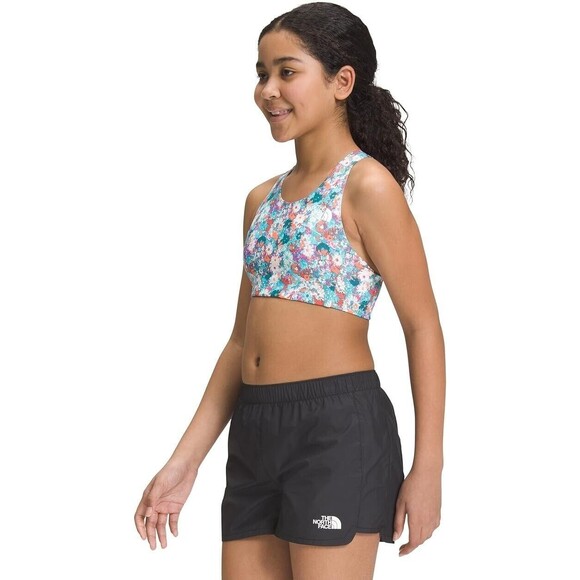 THE NORTH FACE Girls' Never Stop Bralette, Scuba Blue Wild Daisy Print, X-Large - Picture 2 of 3